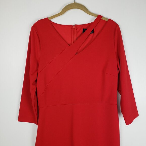 Alexia Admor Maven Sheath Dress Red 3/4 Sleeve Asymmetrical Cutout Neck Size 10 - Picture 4 of 9